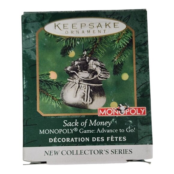 Hallmark Keepsake Pewter Monopoly Pieces Miniature Christmas Tree Ornament Set - Picture 2 of 5